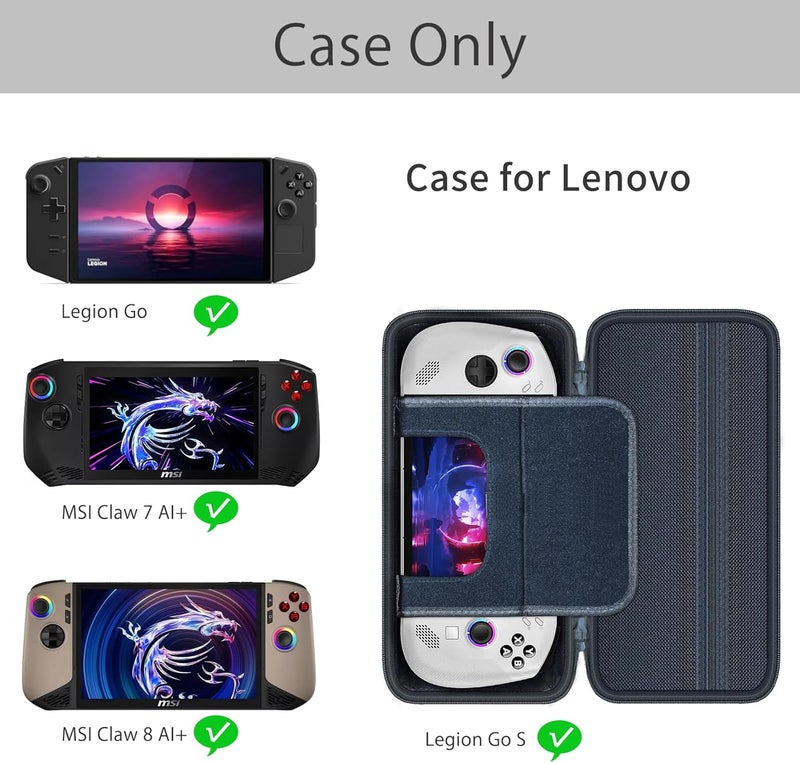 Wanaiha حافظة صلبة لجهاز MSI Claw 8 AI+ / Lenovo Legion Go S لوحدة التحكم في الألعاب، سوداء، متوافقة مع MSI Claw 8 AI+، Lenovo Legion Go S، غلاف EVA، إغلاق بسحاب، مقبض حزام يدوي - Image 2